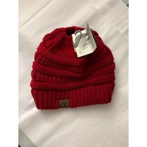 CC Beanie with PonyTail Hole, Red, NWT